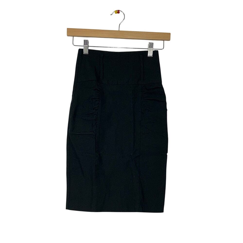 Sakkes Pencil Skirt Womens XSmall Black Ruched Side High Waisted